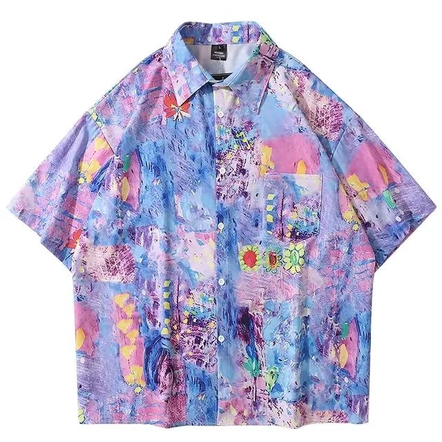 Songkran เสื้อเชิ้ตแขนสั้น พิมพ์ลายเป็ด เทศกาลสงกรานต์ ทรงหลวม เหมาะกับเดินชายหาด แฟชั่นฤดูร้อน สไตล์เรโทร สําหรับผู้ชาย และผู้หญิง