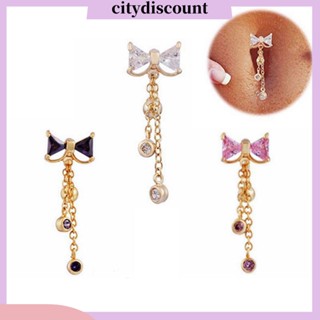 &lt;citydiscount&gt; เครื่องประดับ จิวสะดือ จี้โบว์ ประดับพลอยเทียม สําหรับผู้หญิง