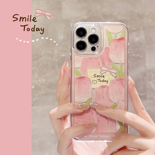 พร้อมส่ง เคสป้องกันโทรศัพท์มือถือใส แบบนิ่ม ลายดอกทิวลิป กันกระแทก สําหรับ Apple IPhone 13Pro Max 11 12 XR 14