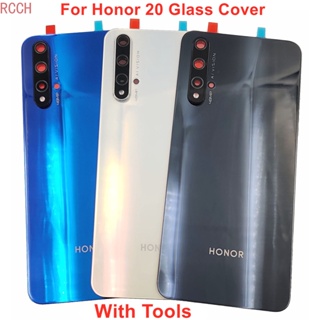 สําหรับ Huawei Honor 20 แบตเตอรี่ ฝาครอบกระจกด้านหลัง แบบแข็ง เคสแผงด้านหลัง + เลนส์กล้อง + กาว ของแท้