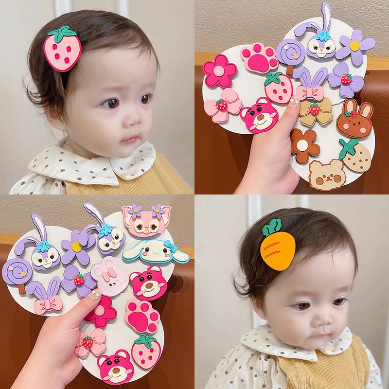 5 ชิ้น / เซต การ์ตูน เด็กทารก สติกเกอร์ผม กระต่ายน่ารัก ดอกไม้ Velcro เด็กวัยหัดเดิน เด็กผู้หญิง หน้าม้าด้านข้าง กิ๊บติดผม หวาน เครื่องประดับผม