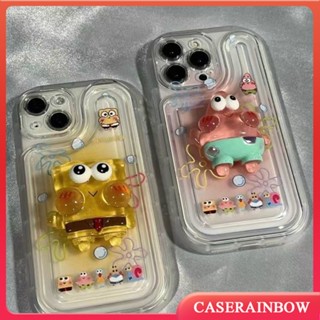 เคสโทรศัพท์มือถือแบบนิ่ม Tpu กันกระแทก ลายการ์ตูนสพันจ์บ็อบ สแควร์แพนท์น่ารัก พร้อมที่ตั้งวาง สําหรับ IPhone 11 12 13 14 Pro MAX 7 8 Plus XR XS X MAX 7plus SE 2020