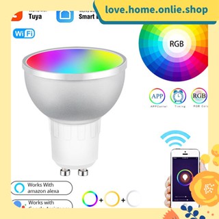 Tuya หลอดไฟ LED WiFi และบลูทูธ 5W RGBCW หรี่แสงได้ รองรับการควบคุมด้วยเสียง ทํางานร่วมกับ Alexa Google Home Gu10