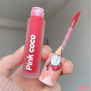 Pinkcoco ลิปสติก ลิปกลอส เนื้อแมตต์ กํามะหยี่ สีน้ําตาล สีแดงเข้ม ติดทนนาน สําหรับผู้หญิง