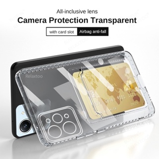 Xiaomi Redmi 12 Wallet Card Slots Transparent Casing For Redmi 12 12R 4G Redmi12 Redmi12R 2023 Clear Soft Phone Case Card Slot Shockproof Camera Lens Protect Back Cover