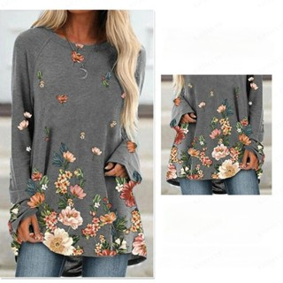 【pre】เสื้อยืดคอกลม แขนยาว เรียบง่าย ใส่สบาย สําหรับผู้หญิง