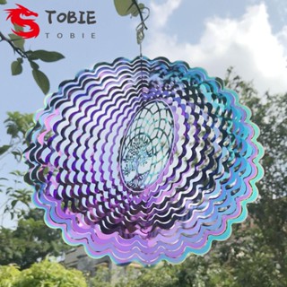 Tobie กระดิ่งลมโลหะ หมุนได้ 360 องศา ทนทาน 3D สําหรับตกแต่งสวน