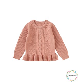 Babyclothes- เสื้อกันหนาว คอกลม แขนยาว ผ้าถัก แบบสวมหัว น่ารัก สําหรับเด็กวัยหัดเดิน เด็กผู้หญิง