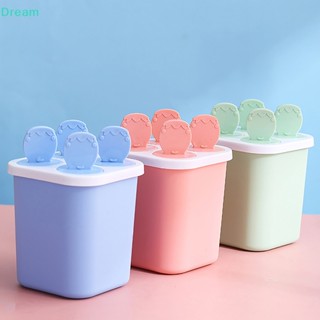 &lt;Dream&gt; กล่องแม่พิมพ์ไอศกรีม 4 หลุม พร้อมแท่งพลาสติก DIY 1 ชิ้น