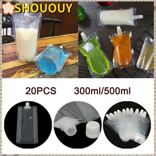 SHOUOUY ถุงพลาสติก ใช้ซ้ําได้ สําหรับใส่เครื่องดื่ม น้ําผลไม้ 20 ชิ้น