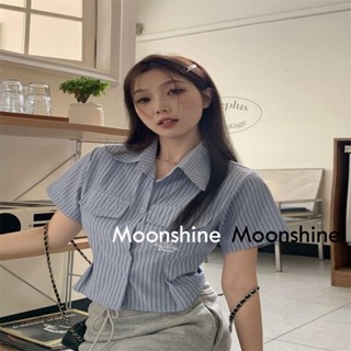 Moon  เสื้อครอป เสื้อแฟชั่นผู้หญิง y2k สีพื้น สําหรับผู้หญิง ใส่ไปคลับ ปาร์ตี้ 2023 NEW 23071016 สบาย รุ่นใหม่ ทันสมัย Chic A29J193 36Z230909