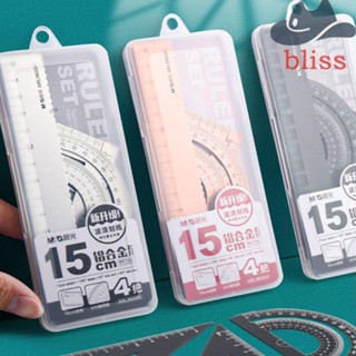 BLISS ชุดไม้บรรทัดอลูมิเนียม แบบกลวง สําหรับนักเรียน สํานักงาน คณิตศาสตร์