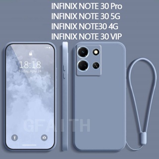 เคสโทรศัพท์มือถือ ซิลิโคนนิ่ม TPU สีพื้น พร้อมสายคล้องมือ สําหรับ INFINIX NOTE 30 Pro X678B NOTE30 5G X6711 4G X6833B 30 VIP X6710 2023 INFINIX NOTE30Pro