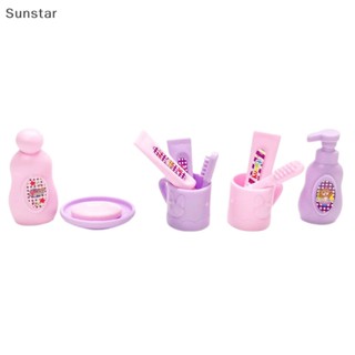 Sunstar ตะกร้าแก้วใส่แปรงสีฟัน ยาสีฟัน ไดร์เป่าผม 11 ชิ้น สําหรับบ้านตุ๊กตา