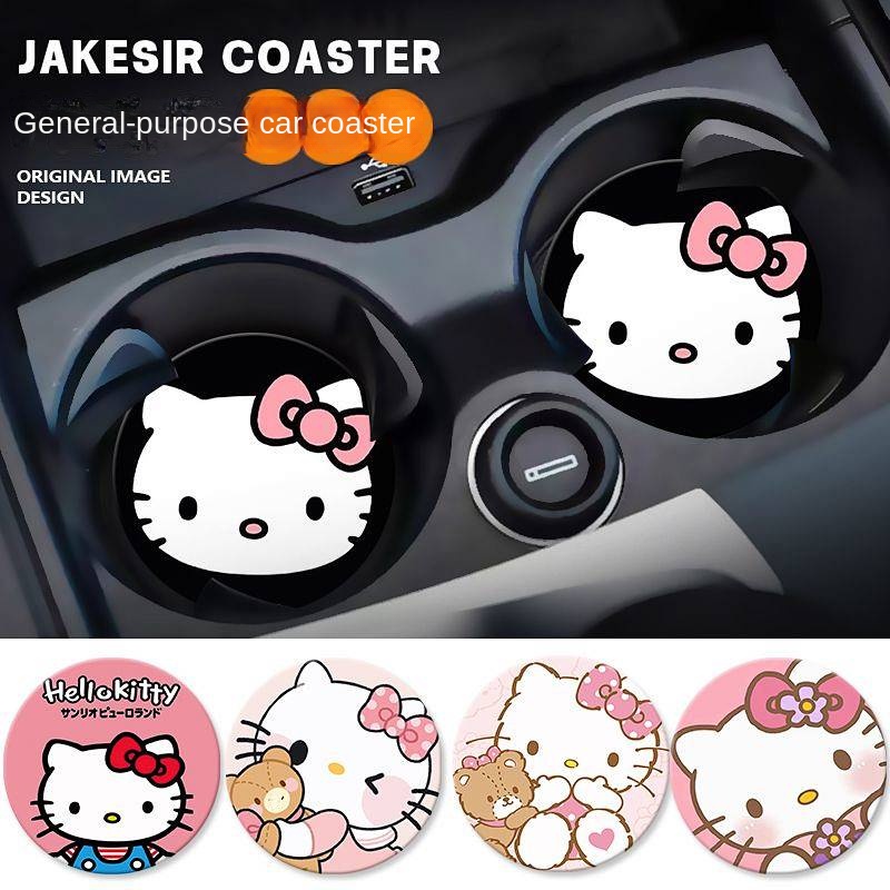 Hello Kitty พรมรองช่องน้ําในรถยนต์ กันลื่น คุณภาพสูง ตกแต่งภายใน