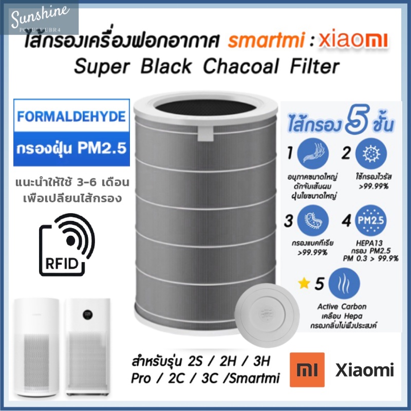 ★มี RFID★ ไส้กรองอากาศ Xiaomi Mi Air Purifier Filter 2/2S/2H/3H/3C/Pro/4Lite/4Pro/4ProH มีกรองคาร์บอน