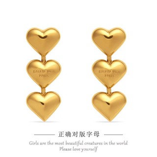 [0710]QDXG-SDY Big Brand Mid-Length Love Heart Earrings Womens Golden Simple Ins Style Fashionable High Quality Earrings Earrings Eardrops Big Brand Design Sense