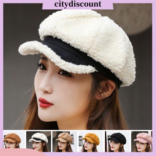 &lt;citydiscount&gt; หมวกเบเร่ต์ ผ้าแคชเมียร์ ดูดซับเหงื่อ ทรงแปดเหลี่ยม สีพื้น แฟชั่นฤดูใบไม้ร่วง ฤดูหนาว สําหรับผู้หญิง