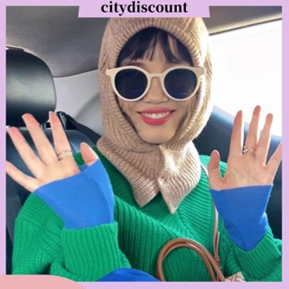 &lt;citydiscount&gt; 2-in-1 หมวกผ้าพันคอ ป้องกันหู กันความเย็น สีพื้น แฟชั่นฤดูใบไม้ร่วง ฤดูหนาว สําหรับผู้หญิง