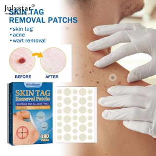 JULYSTAR West &amp; month 180pcs Skin Tags Patch Patch ไม่เจ็บปวด Wart Treatment ลบหูดแบนข้าวโพดสิวป้องกันการติดเชื้อที่มองไม่เห็น Hydrocolloid Gel Body Care