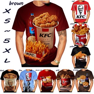 เสื้อยืดลําลอง พิมพ์ลาย KFC 3 มิติ แฟชั่นฤดูร้อน สไตล์ฮาราจูกุ สําหรับผู้ชาย และผู้หญิง