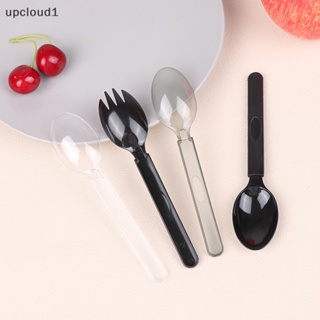 [upcloud1] ช้อนส้อมพลาสติกใส ขนาดเล็ก สําหรับขนมหวาน ไอศกรีม เยลลี่ 20 ชิ้น [TH]