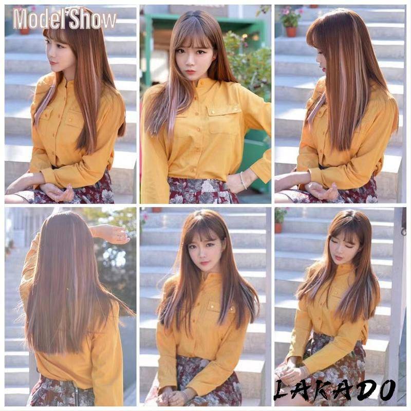 SUNLIGHT [มีให้เลือก 32 สีผม] แฮร์พีช ไฮไลท์ผม ขนาด 55CM - วิกผมยาวเกาหลี สวยเยี่ยมและทันสมัย - ผมปลอมแบบหนีบใช้งานง่าย เหมาะสำหรับผู้หญิงและเด็กเล็ก