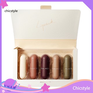 Chicstyle ลิปสติกแคปซูล เนื้อแมตต์ ให้ความชุ่มชื้น ติดทนนาน 5 ชิ้น/เซต