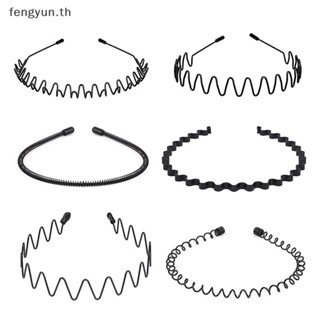 Fengyun ที่คาดผมโลหะ กันลื่น ทนทาน สีดํา เหมาะกับของขวัญ สไตล์สปอร์ต แฟชั่นสําหรับผู้ชาย และผู้หญิง และผู้ใหญ่ 6 ชิ้น