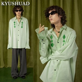 KYUSHUAD วรรณกรรมและเรียบง่ายแนวโน้มแฟชั่นเยาวชนเสื้อแขนยาวหลวมแฟชั่นฮาราจูกุใหม่ทุกตรงกับฤดูใบไม้ผลิเสื้อ