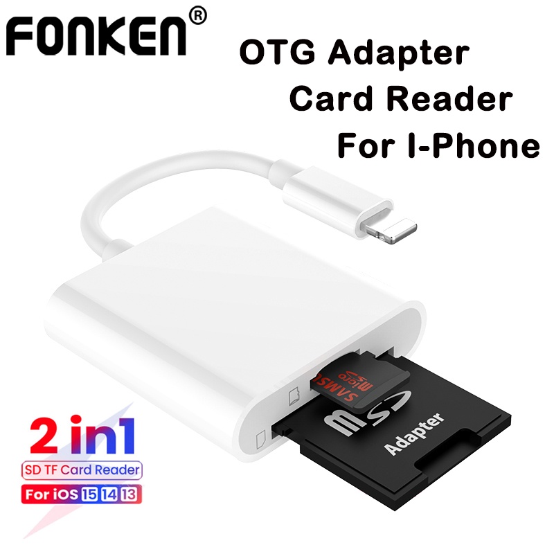 Fonken 3 In 1 อะแดปเตอร์การ์ดรีดเดอร์ OTG สําหรับ IP 14 13 12 IOS เป็น SD TF การ์ดรีดเดอร์ แปลงข้อมู