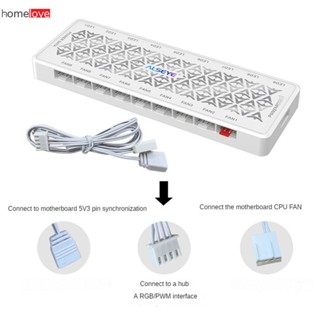 5V3 Pin ARGB Fan Hub Small 4pin 2 In 1 1 Drag 9 Splitter PWM Temperature Control homelove