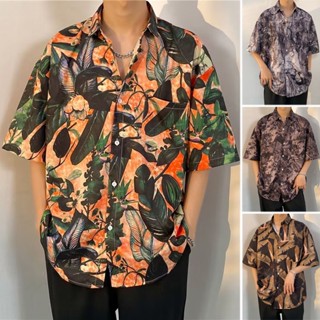 เสื้อโปโลแขนสั้นลําลอง คอปก พิมพ์ลายดอกไม้ สีเหลือง สไตล์วินเทจ พลัสไซซ์ แฟชั่นฤดูร้อน สําหรับผู้ชาย 2023