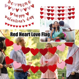 Happy Valentines Day ป้ายแบนเนอร์ ลายหัวใจ สีแดง สีชมพู ขนาด A5U7 สําหรับงานหมั้น งานปาร์ตี้