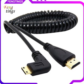 [Ft] สายเคเบิลอะแดปเตอร์สปริง HDMI เป็น HDMI ตัวผู้ 90 องศา สําหรับ SLR PC