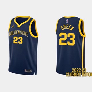 เสื้อกีฬาบาสเก็ตบอลแขนสั้น ลาย NBA Gold Print Warrior # 23 Draymond Green Express Heat Statement Edition Swingman สีกรมท่า สําหรับผู้ชาย 421112