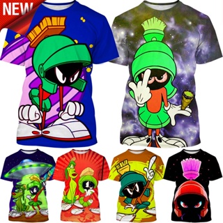 เสื้อยืดแขนสั้นลําลอง พิมพ์ลาย Marvin The Martian 3 มิติ แฟชั่นสําหรับผู้ชาย และผู้หญิง 2023