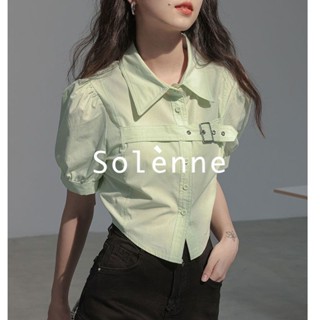 Solenne  เสื้อครอป เสื้อยืดผู้หญิง ครอป baby tee สาวเรโทร 2023 NEW Style ทันสมัย Korean Style สวย fashion A29J1IG 36Z230909