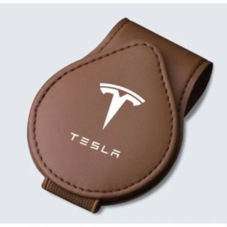 TESLA LOGO car sun visor card business card leather storage clip MODEL S MODEL3 MODEL X MODEL Y interior modification storage glasses clip sunglasses flip holder