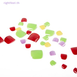 Rightfeel.th เล็บปลอมอะคริลิค สีพื้น สําหรับตกแต่งเล็บ 24 ชิ้น ต่อกล่อง