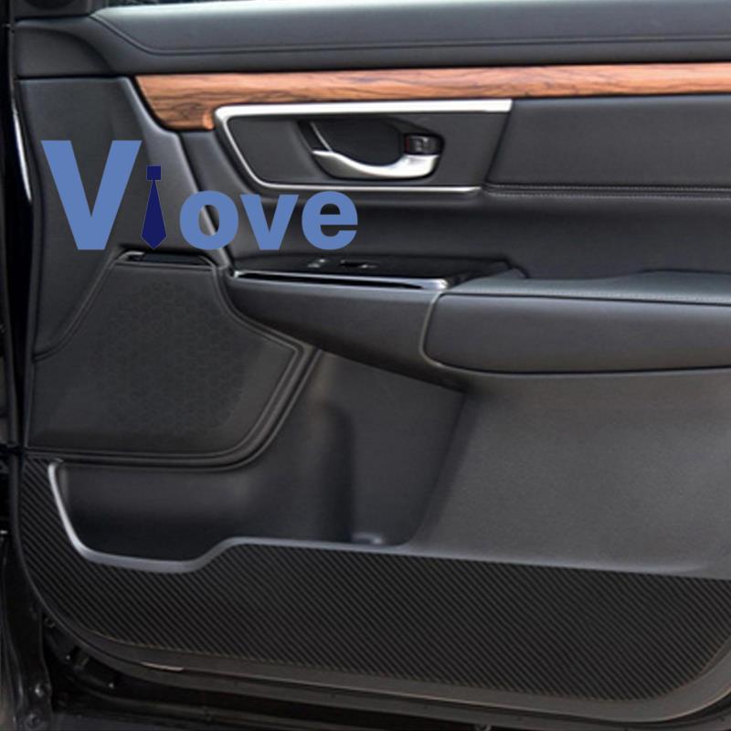 สติกเกอร์ติดประตูภายในรถยนต์ กันเตะ สีดํา สําหรับ Honda CRV 2017-2019 4 ชิ้น ต่อชุด