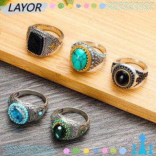 Layor แหวนแฟชั่น แฮนด์เมด ประดับเพทาย สีดํา สไตล์วินเทจ อิสลาม มุสลิม สําหรับผู้ชาย ผู้หญิง 2022