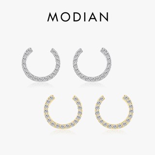 Modian ต่างหูสตั๊ด เงินแท้ 925 ทรงกลม สีทอง หรูหรา สําหรับผู้หญิง