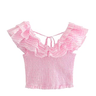  เสื้อกั๊ก อเนกประสงค์ แต่งลูกไม้ สีชมพู 4675