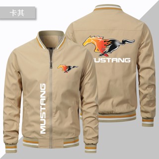 เสื้อแจ็กเก็ตลําลอง ลายโลโก้ Mustang พลัสไซซ์ สไตล์สปอร์ต สําหรับผู้ชาย