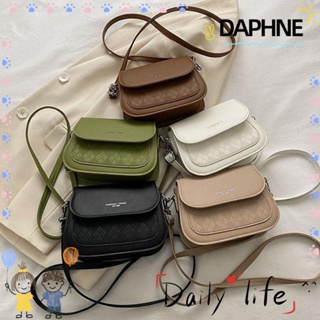 Daphne กระเป๋าสะพายไหล่ กระเป๋าถือ หนัง PU สีพื้น แฟชั่นสําหรับสตรี