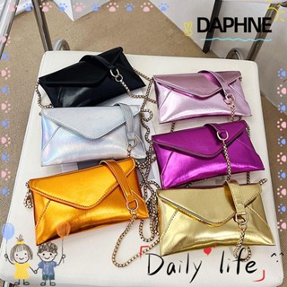 Daphne กระเป๋าสะพายไหล่ กระเป๋าถือ หนัง PU ทรงซองจดหมาย สีพื้น สีเงิน แฟชั่นสําหรับสตรี เหมาะกับงานปาร์ตี้ งานแต่งงาน