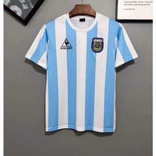 เสื้อกีฬาแขนสั้น ลายทีมชาติฟุตบอล Argentina 86 ชุดเหย้า คุณภาพสูง สไตล์วินเทจ