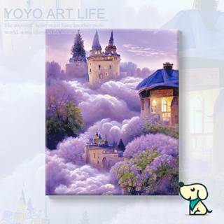 Yy Art ภาพวาดสีน้ํามันดิจิทัล รูปปราสาทสีม่วง ไม่มีกรอบ ขนาด 40X50 ซม. สําหรับตกแต่งบ้าน diy MO100