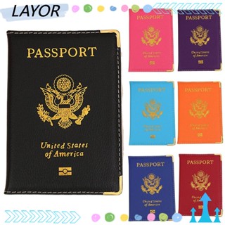 Lay ปกหนังสือเดินทาง หนัง PU พร้อมที่ใส่หนังสือเดินทาง USA กระเป๋าน่ารัก สีชมพู สําหรับผู้หญิง